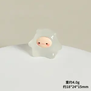 White Mini 3D Ghost Sprite Statues Glow-in-the-Dark DIY Decor Keychain Charms for Makeup Cosmetic Smooth Resin Figurines for Car Dashboard & Desk -Daily