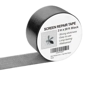 Black Window Screen Repair Tape, 2IN X 20FT Screen Repair Kit for Windows or Doors,  Adhesive Fiberglass Mesh Patch Tape