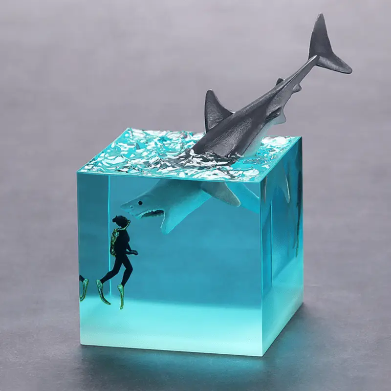 [Glow-in-the-Dark Zodiac Whale Cube] Ocean Resin Whale Night Light, Zodiac Whale Cube Ornament Glow-in-the-Dark Creative Christmas Birthday Gift Suitable for Bedroom Desktop  Office Decoration