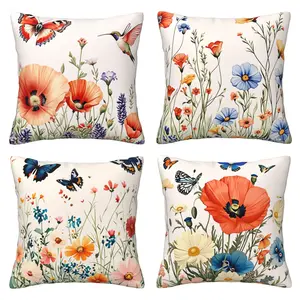 Spring Pillow Set Farmhouse Style Flower Pillow Set Summer Decorative Cushion Set Suitable for Sofa, Outdoor Bedroom 4-piece Set Double sided Printing Home Textile