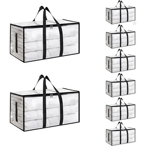 6 Pack Extra Large Heavy-Duty Moving & Storage Bags, Waterproof Foldable Totes with Handles and Zippers, College Dorm Organizer
