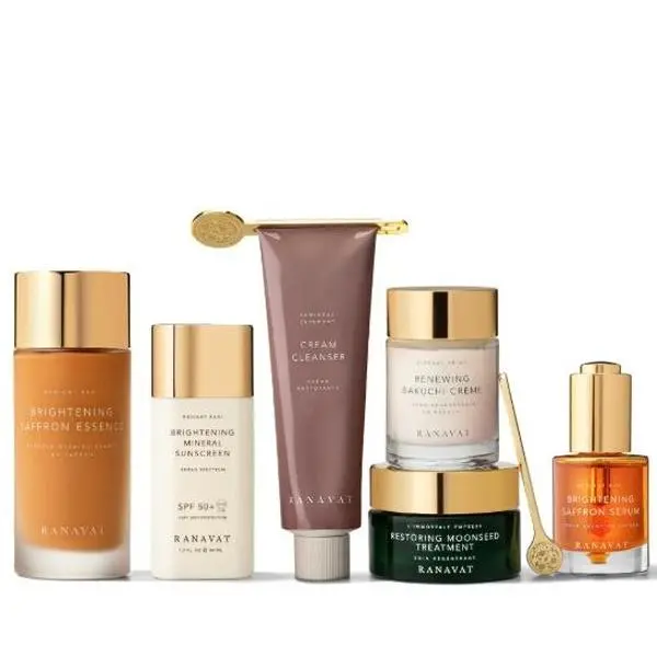RANAVAT Royal Radiance Set – 6-Piece Full Size Skincare Essentials | Brightening, Hydrating & Restoring Ritual Serum with Saffron, Bakuchi, Moonseed & Turmeric