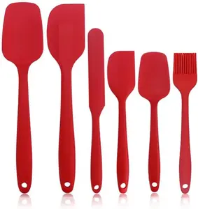Silicone Baking Spatula Set, 6 Counts Set Heat Resistant Non Stick Cooking Tool for Baking & Mixing, Best Kitchen , Kitchen Tools Bakeware Utensils