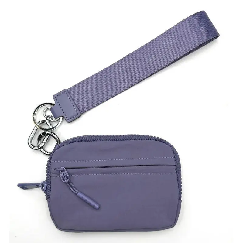 Women's Chic Waterproof Nylon Wristlet Bag - Multi-Functional Leather Pouch, Coin Card Holder, Keychain with Durable Design, Adjustable Strap for Daily Use, Purple