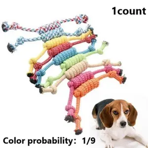 Random Color Pet Durable Chew Toy, Pet Double Knot Braided Rope Toy, Pet Supplies Interactive Tough Chewer Toy for Cats Dogs