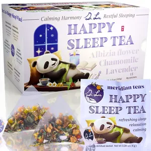 Dr. Lu's Happy Sleep Tea | 100% Natural Melatonin Sleepytime Tea for Deep Sleep | Bedtime Tea with 11 Relaxing Herbs | Chamomile Tea Bags, Lavender & Lemon Balm