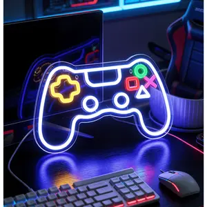 Game controllers, neon signs, LED neon lights in the shape of gamepads, for game rooms, bedroom wall art decorations, gifts for men, LED game consoles for boys, teenagers, night lights