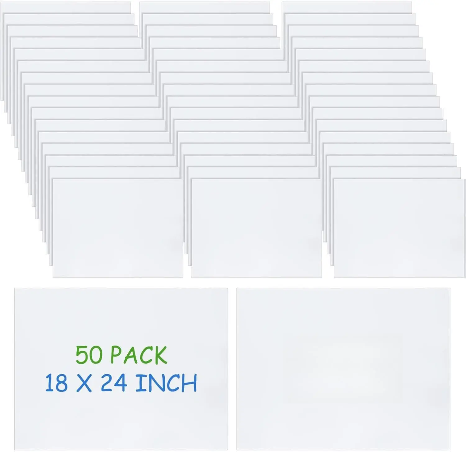 50 Pack Corrugated Plastic Boards Bulk 18 x 24 Blank Yard Signs Corrugated Plastic Sheets 3/19'' Thick for Garage and Estate Sale, Indoor and Outdoor Use