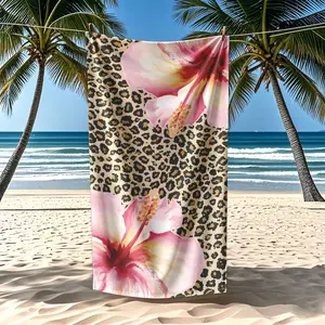 Leopard Print Beach Towel, Quick-Dry Absorbent Fabric, Ideal for Outdoor Travel and Pool Parties, Quick Drying Towels, Reusable Summer Beach Towel