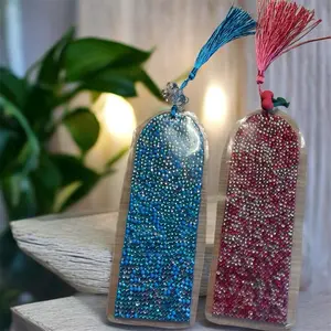 Handmade Diamond Art Collectible Bookmark, Laminated with Rhinestones and Tassel Decor, Office Stationery for Reading Enthusiasts, Collectible Bookmarks