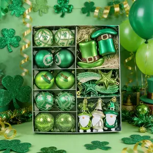 37/41PCS St. Patrick's Day Decorative Ball Set - Vibrant Shamrock & Leprechaun Hat Ornaments for Irish Party Decor | Festive Hanging Displays for Home, Pub & Event Celebrations | Durable & Reusable Holiday Embellishments | Party Decoration Supplies