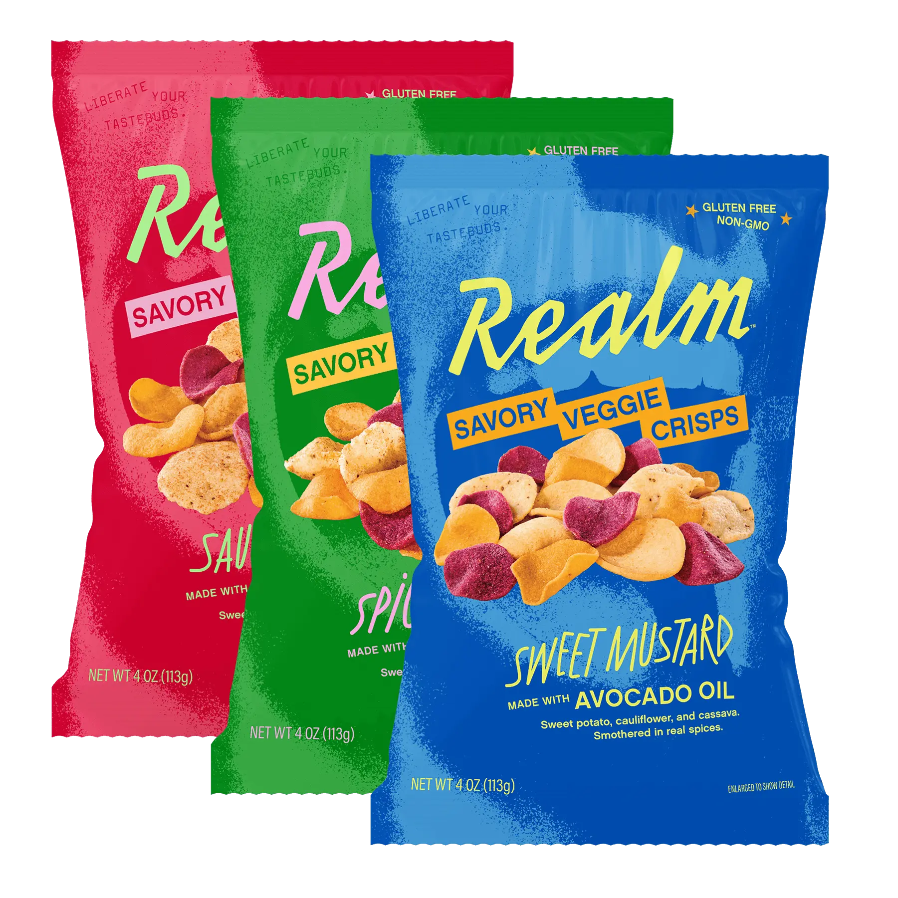 Realm Savory Veggie Crisps, Crunchy Vegetable Chips Made with Avocado Oil, Gluten Free, Non-GMO, No Seed Oil
