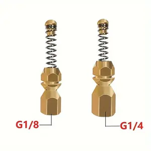 High-Pressure Drain Cleaning Nozzle, G1/4 and G1/8 Threaded, Spring Head Design, Unblock Sewer Pipes, Waste Water Blockage Tool