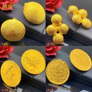 Indian 24k Gold Color Round Big Earrings African Party Coin Shape Earrings Jewelry Accessories Wholesales Gifts for Dubai Bridal