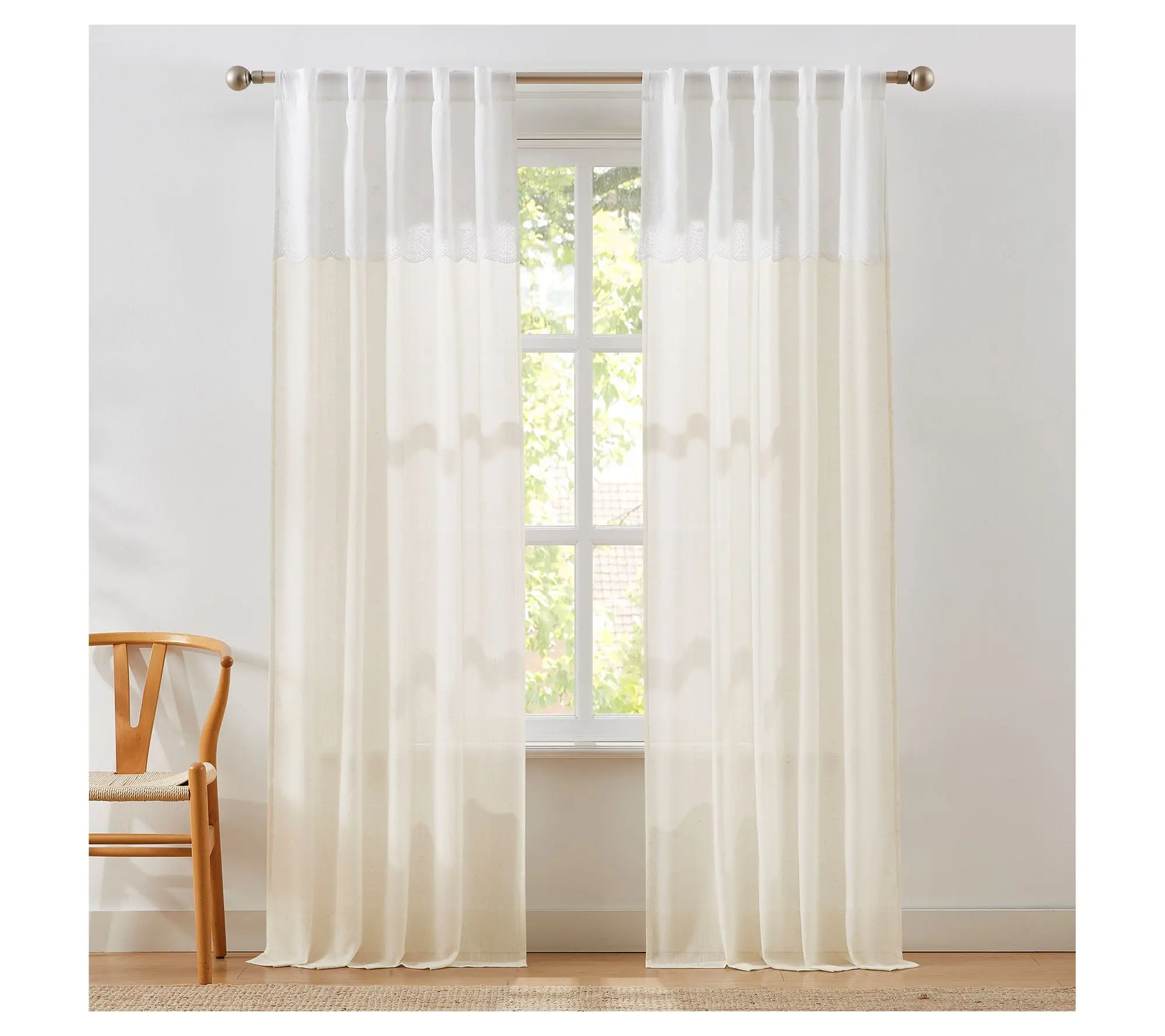 Lush Decor Brigitte Eyelet Scalloped Edge Window Curtains Pair