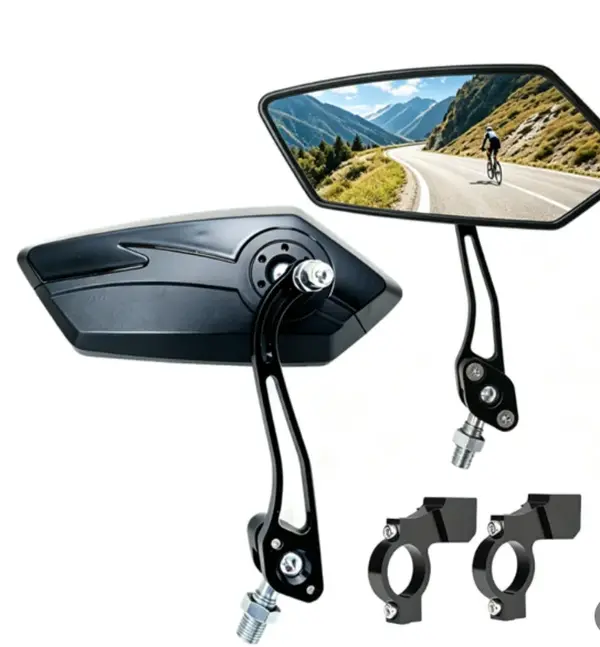 2 Pack Bike Mirror Wide Angle Large Handlebar Rearview Mirror 360°Adjustable Blast Resistant Bicycle Rear View Accessories with Universal Fit Accessories for Ebike Scooter Motorcycle