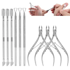 9Pcs Cuticle Trimmer with Pusher - Professional Stainless Steel Cuticle Nippers Cutter Clippers and Cuticle Remover Manicure Tools for Fingernails Toenails (silver) - Home Improvement.