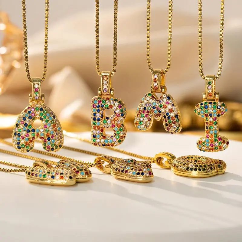 Women's Gold Plated Initial Necklace - Gold Plated Necklaces with Bright Stones, 20-Inch Chain, Casual Sweatproof Waterproof Costume Jewelry Fashion Accessory, Birthday Wishlist, Adults, Statement Necklace