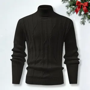 Men's Autumn Winter Turtleneck Knitwear, Solid Color Thermal Sweater, Fashionable Base Layer Top, Pullover Sweater for Men