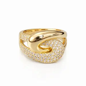 Camelia Shop Ring - Elegant Gold Tone with Sparkling Stone Design for Women's Jewelry, Perfect for Special Occasions