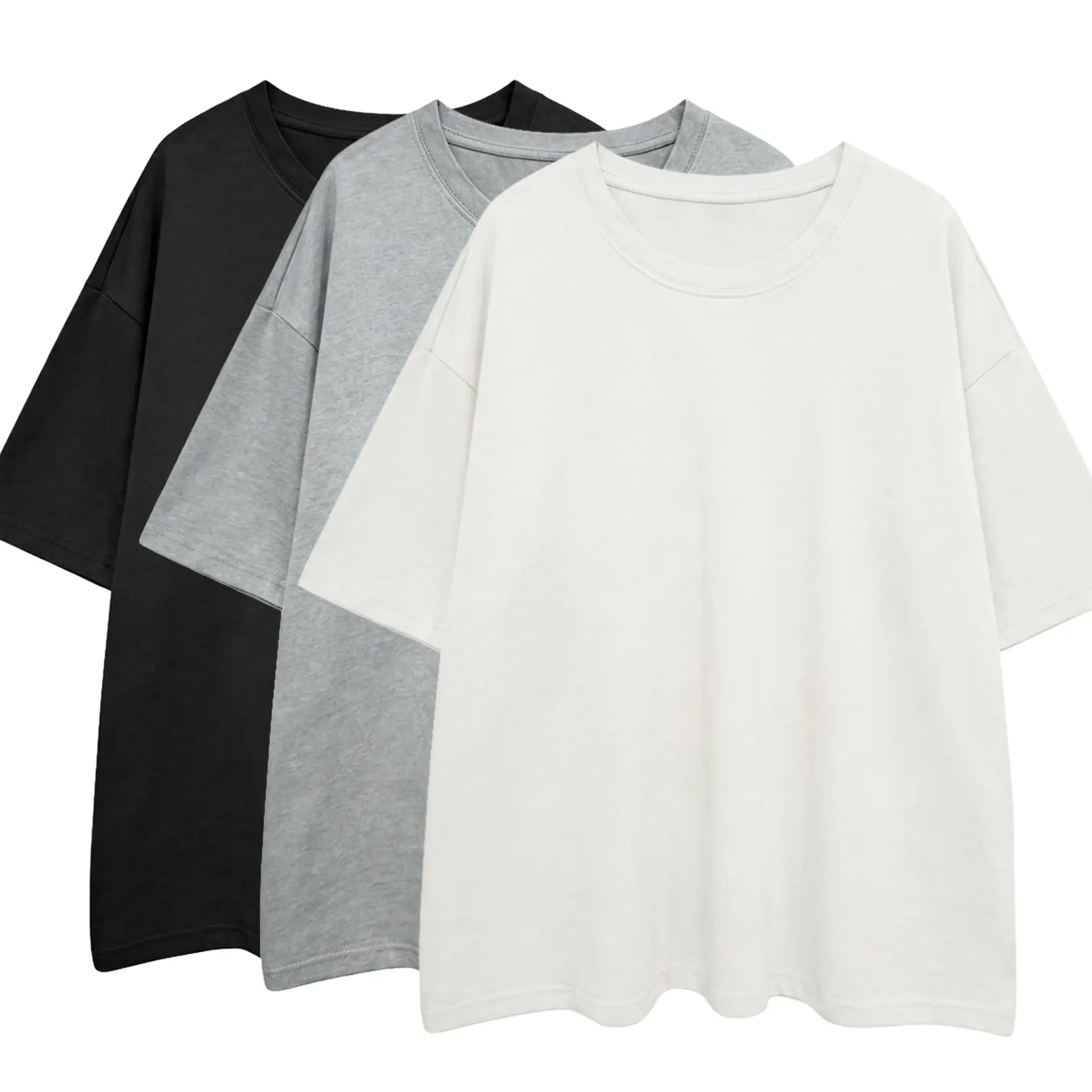 3-Pack / 1 Piece - Women's Oversized Relaxed Drop-Shoulder Style - Simple Solid Color - Women's Round-Neck Short-Sleeve T-Shirt - Top Womenswear Baggy