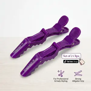 2x Crocodile Hair Clip — Designed for Styling Sectioning and Non-Slip Grip During Haircuts; Durable, Professional-Grade Plastic Salon Clip for Women, Featuring Wide Teeth and a Double-Hinged Design.
