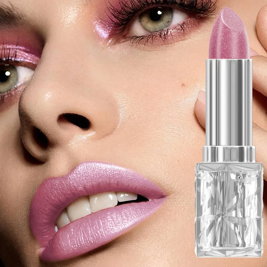 Long Lasting Shimmer Lipstick, 1 Count Moisturizing Lipstick, Glossy Lip Glaze Stick, Plumping Lipstick, for All Occasions Lip Makeup, Lipgloss, Hydrating Lipgloss, Beauty Gloss, Shimmering High Gloss
