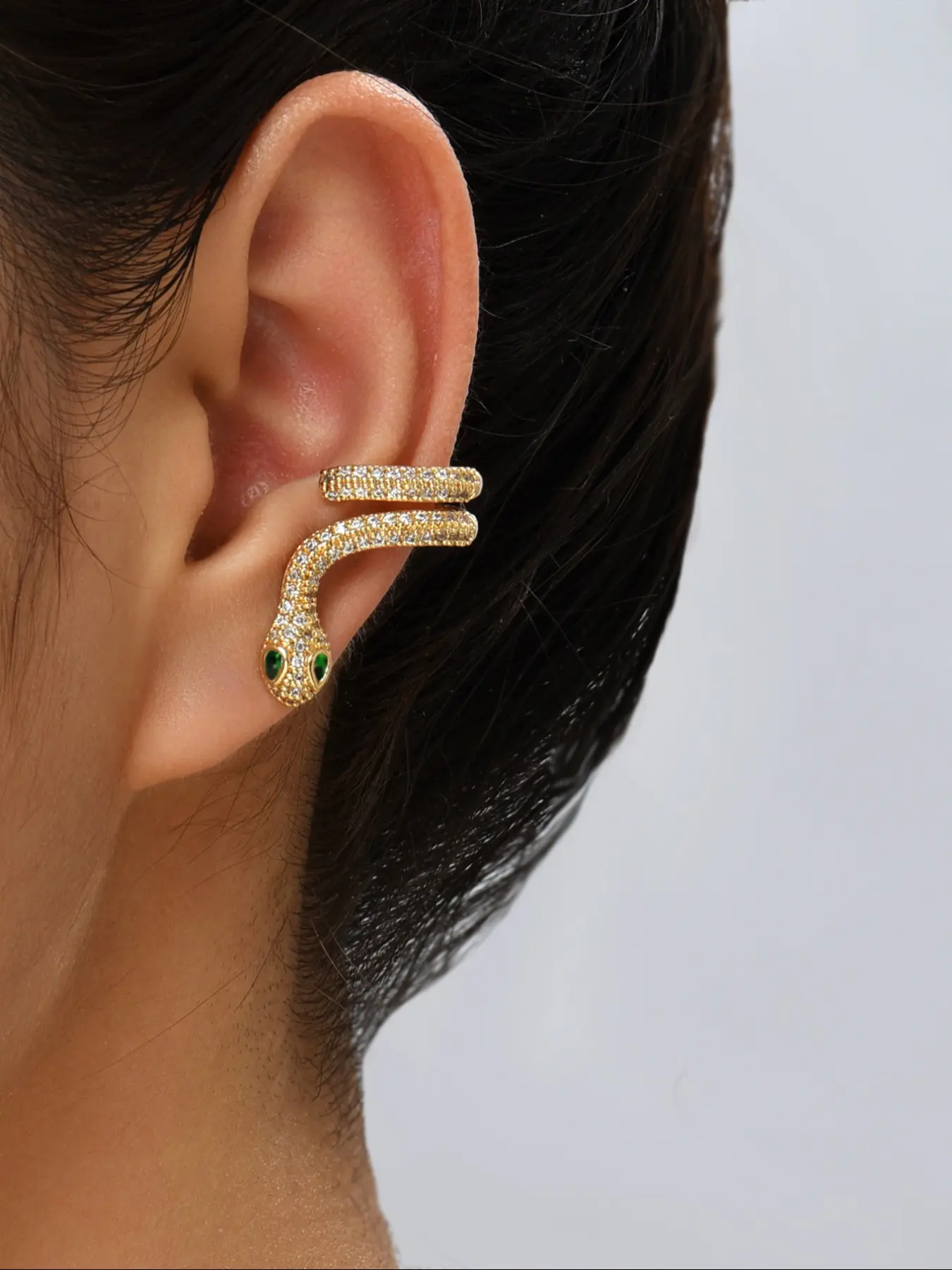 Fashionable Micro-Inlaid Zircon Snake Stud Earrings in, Korean and Japanese Design, Stylish Accessories for Everyday Wear, Trendy Jewelry