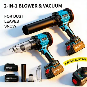 SEEVOLX Leaf blower and vacuuming two functions with 3speed modes,Leaf Blower Cordless - 21V Powerful Electric Leaf Blower with 2 x 3.0mAh Batteries and Charger, 1000G Wind Pressure Handheld Blower for Lawn Care,Patio,Dust,Blowing Leaves and car vacuuming