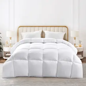 Hannah Bedding 1-Piece Box Stitched Comforter - Ultra Soft Microfiber Duvet insert- Quilted, Soft,Cozy All-Season Down Alternative - Lightweight & Breathable Fluffy Autumn Comforter - Machine Washable