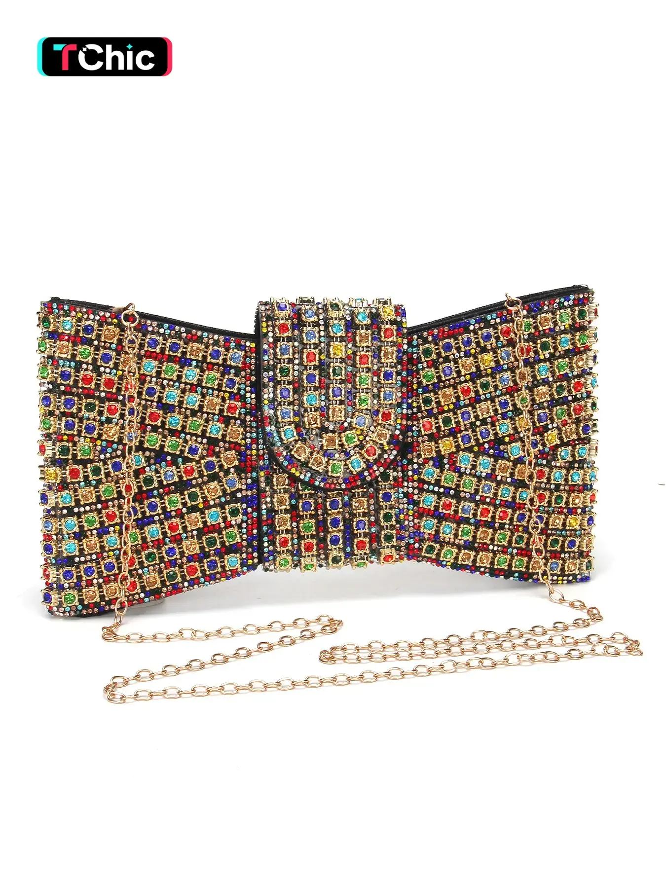 Women's Evening Bag, Rhinestone Butterfly-Shaped Clutch Bag, Fashionable Embellished Clutch, Fashion Handbag, Includes Shoulder Chain for Crossbody Wear, Magnetic Closure, Perfect for Weddings, Parties