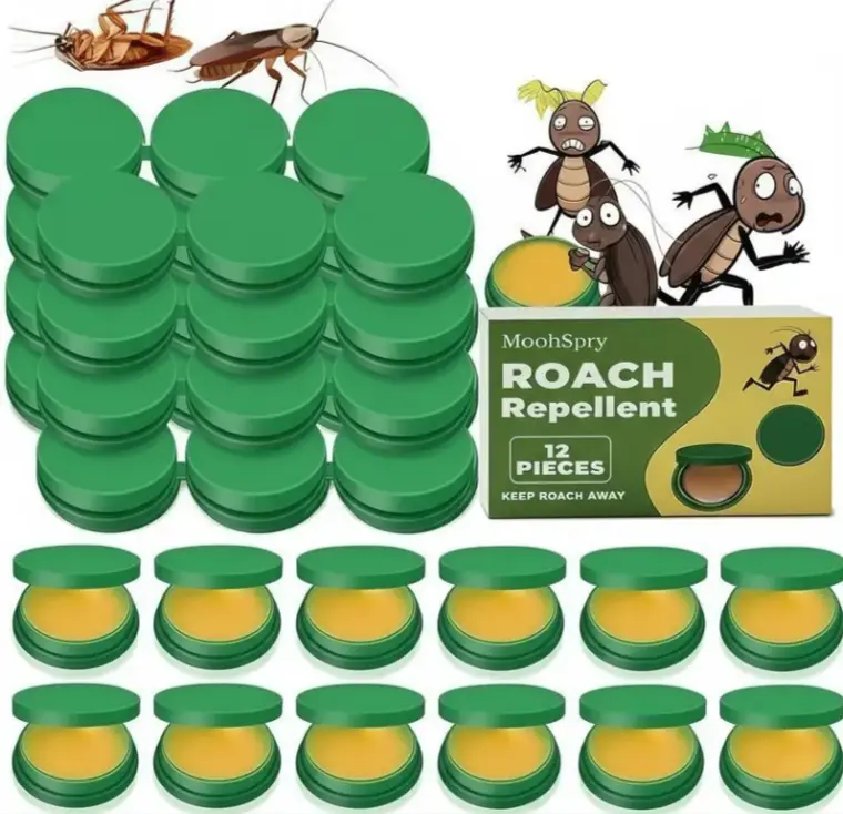 MoonSpry Natural Indoor Roach Repellent Pods 12-Pack Boxed Set, Plant-Based Family-Friendly Pest Control, Long-Lasting Roach Deterrence, Easy Placement for Home Kitchen RV, Safe Material