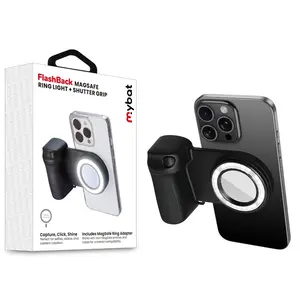MyBat FlashBack MagSafe Ring Light + Shutter Grip - Black, Compact Design, MagSafe Compatible, Soft Even Lighting, Secure Grip, Ideal for Photographers & Videographers