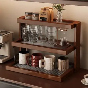 New Walnut Color Multi-Layer Desktop Organizer, Cup Holder, Cosmetic Storage Rack, Home Dorm Office Kitchen Home Storage Rack