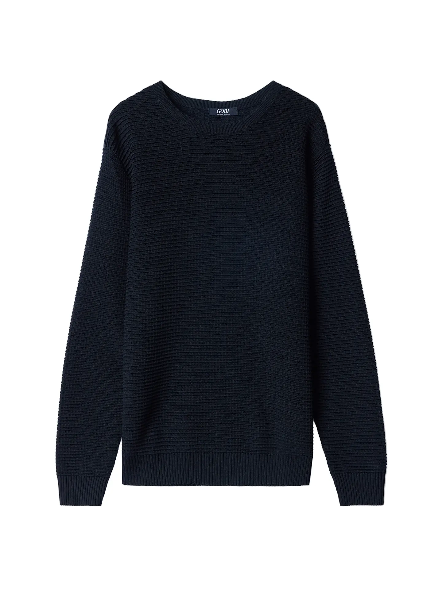 Menswear Textured-Knit Silk Cashmere Sweater, Round Neck, Long Sleeves, Elegant, XL Size