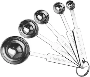 5 Pieces Stainless Steel Measuring Spoons Set 1/8 1/4 1/2 1 Teaspoon and 1 Tablespoon for Cooking Baking Powders Spices Utensils Kitchen