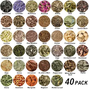 2026 New 40-Pack Organic Dried Herbs & Flowers Witchcraft Kit - Beginner-Friendly Pagan Supplies, DIY Candle & Soap Making Materials, Gifts