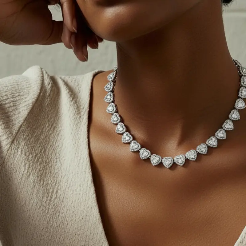 Fashion European Style Heart-Shaped Zircon Alloy Necklace, Amour Heart Necklace, Exquisite Chain Jewelry, Trendy Personalized Jewelry, Perfect Gift for Girlfriend and Best Friend, Exquisite Jewelry Gift, Birthday Gift Jewelry, Chain Necklaces