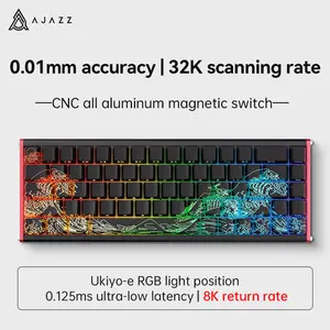 AJAZZ ALUX68MAX HE Magnetic Shaft Mechanical Keyboard, 60% Gaming Keyboard, Quick Trigger, Magnetic Switches 8K Hz Polling Rate, PBT Keycaps for Win/Mac, Wired RGB Mechanical Keyboard.