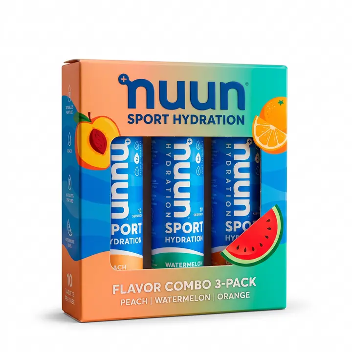 Nuun Sport Hydration Electrolyte Tablets - Flavor Combo 3-Pack (Peach, Watermelon, Orange)