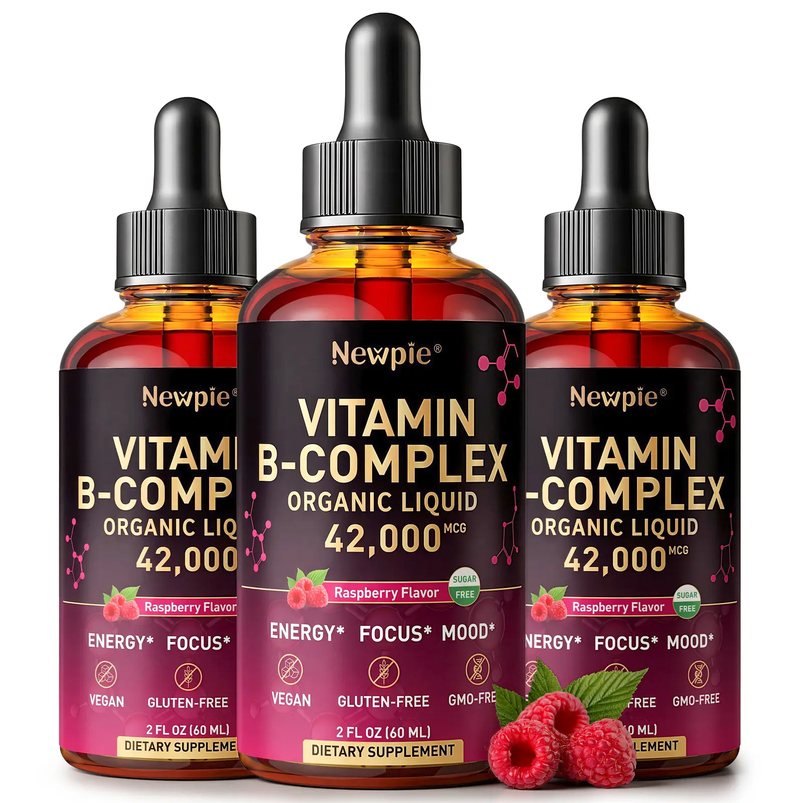22-in-1 B Complex Liquid Drops with Methyl B12 42000mcg, Biotin, Folate, CoQ10 & Magnesium, Vitamin B Supplement for Energy, Focus & Daily Wellness