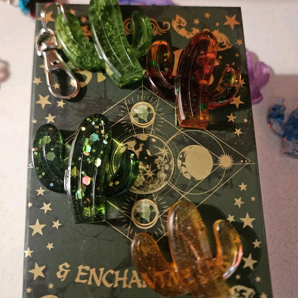 Epoxy Resin Cactus Keychains - Unique and Colorful Design