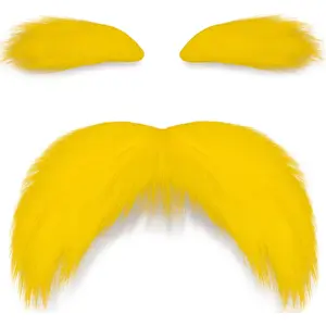 Beard and Eyebrow Set, Fun Role-Playing Costume Accessories, Self-Adhesive Fake Beard Dense Eyebrows Christmas Party Props