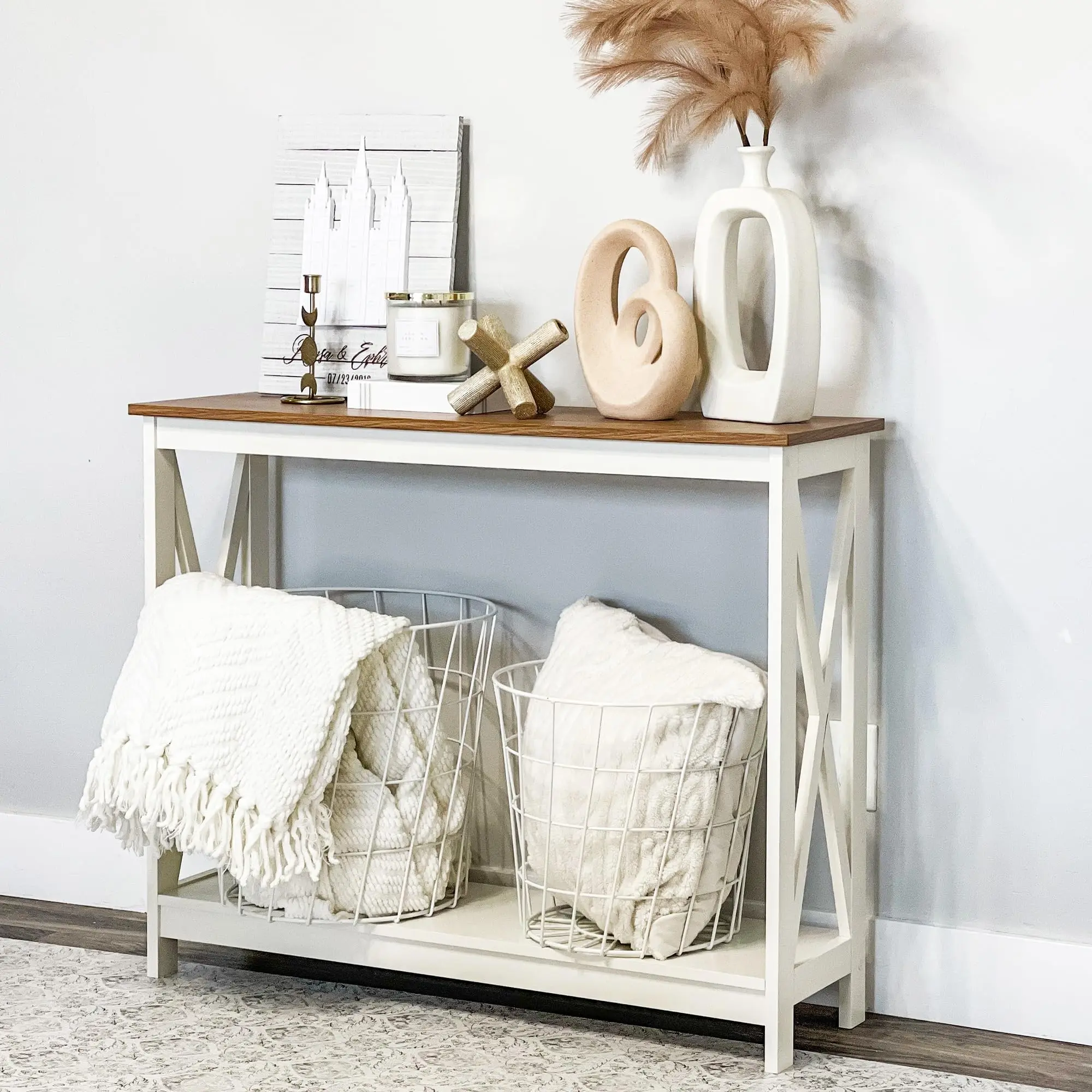 PHIVILLA End Table Living Room - Side Table/Coffee Table/Console Tables for Small Spaces - White Furniture Home DealsForYouDays