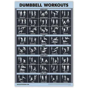 Palace Learning Dumbbell Workout Exercise Poster [Dark] (Laminated, 18" x 24")