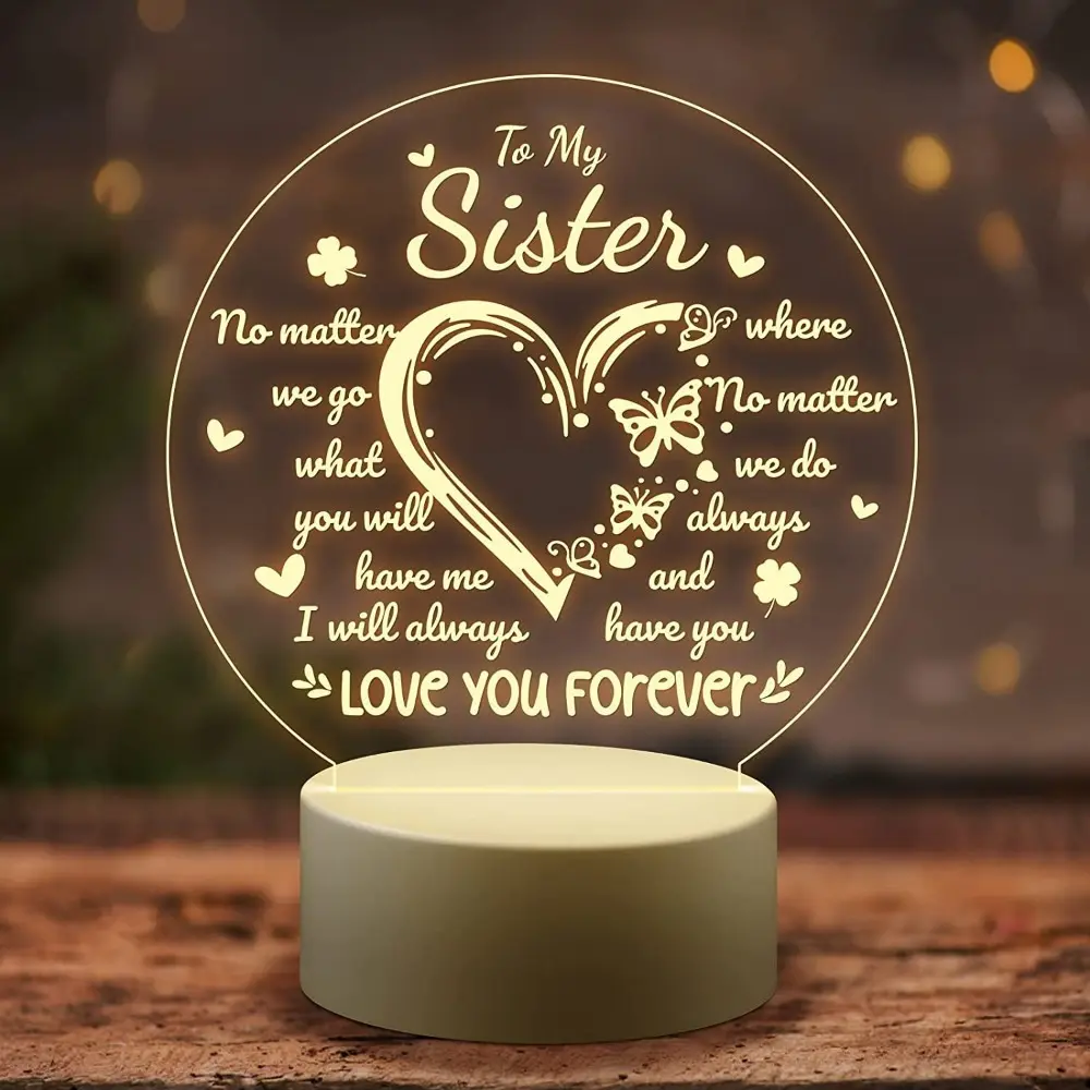 LED Mood Light Portable Lantern - Decorative Lights with Warm Lantern Glow, Hanging Home Decor, Heartfelt Personalized Touch Gift for Sisters’ Birthday/Anniversary Led Lantern Illumination Led Light Solar