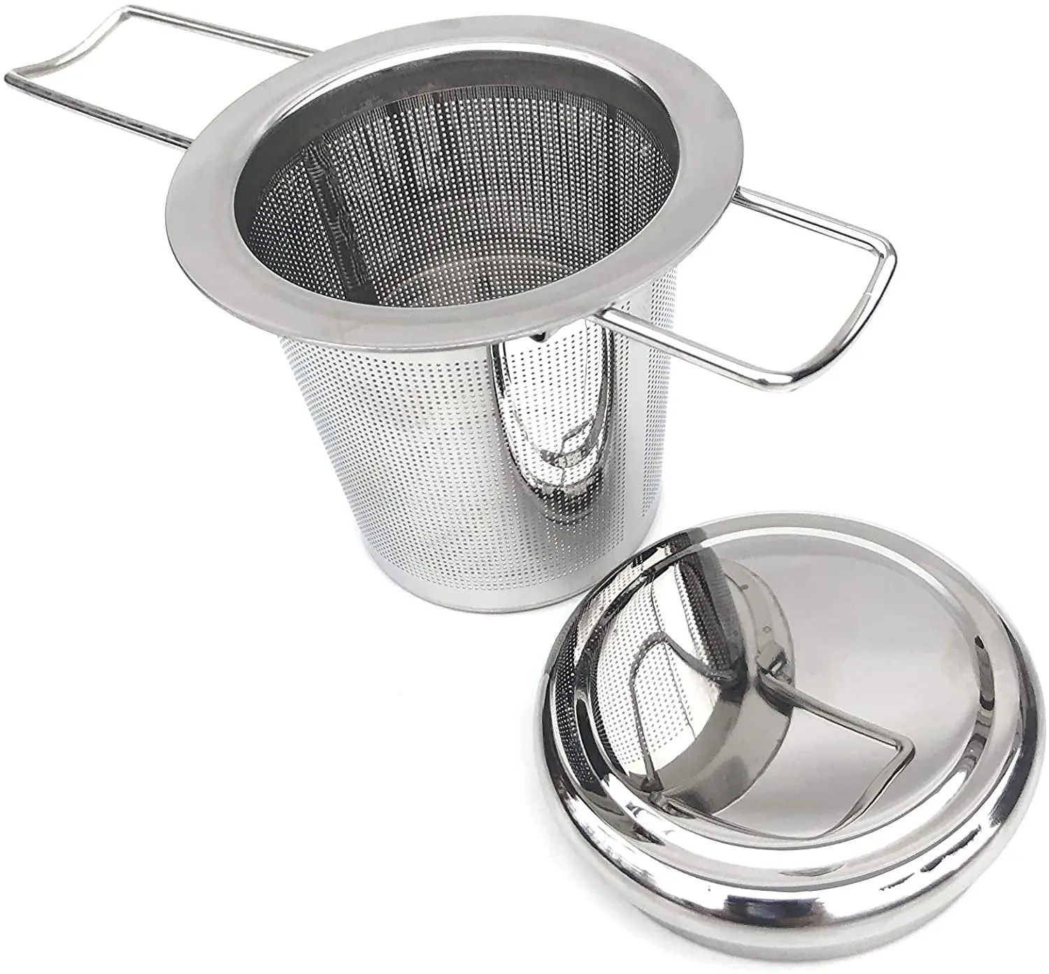 Stainless Steel Loose Leaf Tea Infuser with Lid and Basket for Herbal Tea