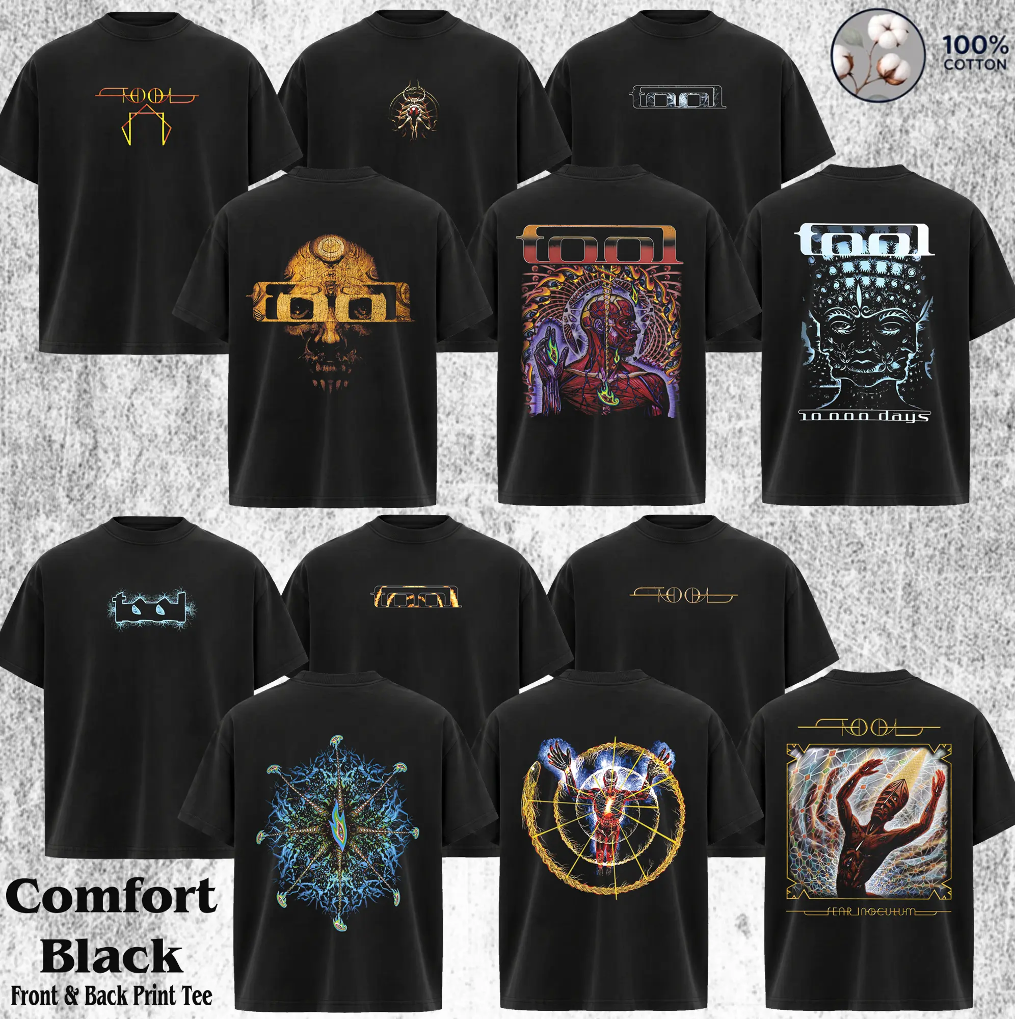 [Collection] Men's Tool Lateralus Heavy Metal Band Casual Fitted Short-Sleeve Statement T-Shirt, 90s Vintage Grunge Aesthetic Rock Tour Merch, Menswear Streetwear Piece