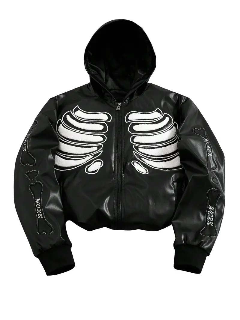 leather hoodie ダークウェア archive y2k grunge Y2k grunge zip ups - TikTok Shop