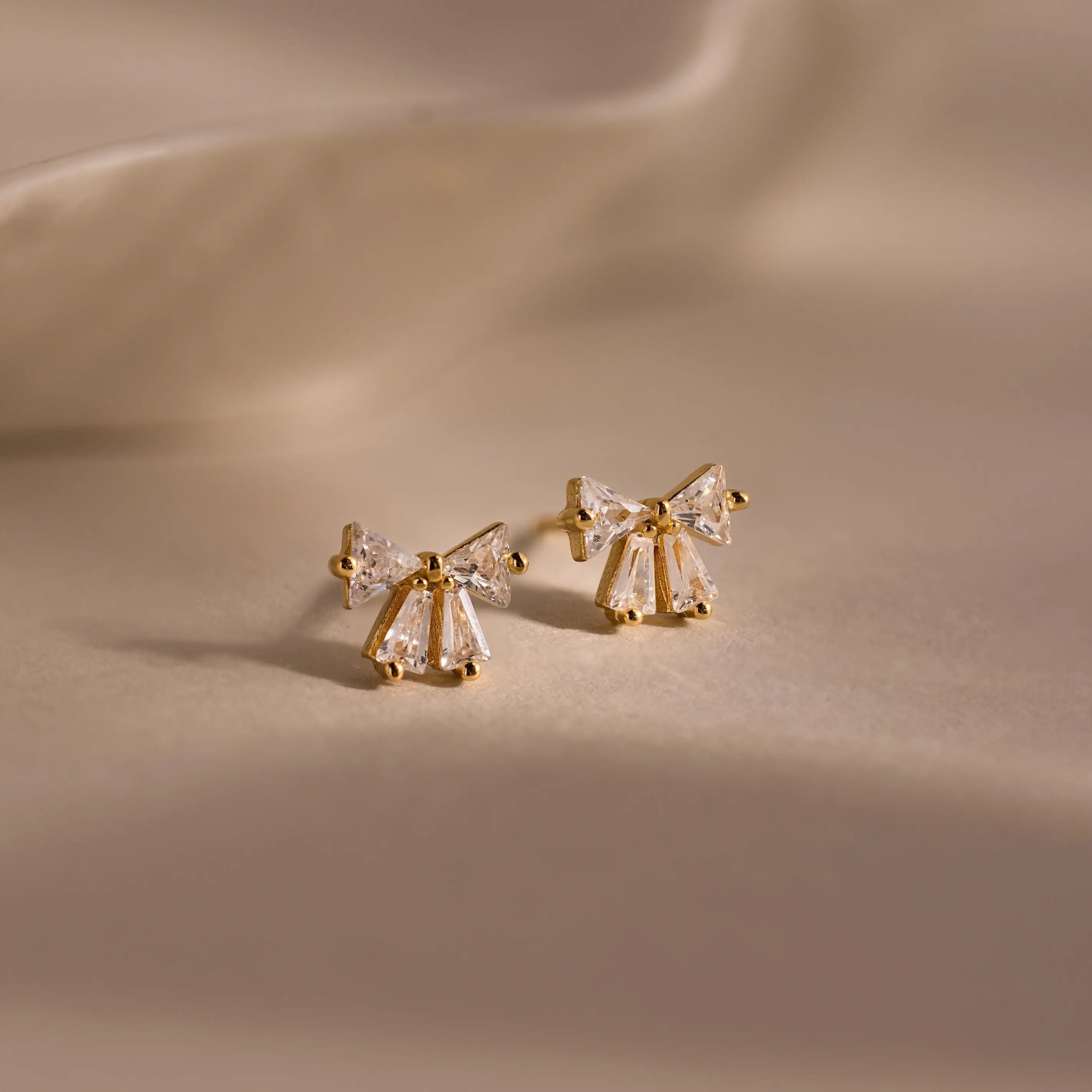 Diamond Bow Studs by Caitlyn Minimalist - Cute Coquette Bow Earrings - Dainty Cubic Zirconia Diamond Stud Earrings - Trendy Bow Jewelry for Women - Birthday Gift for Daughter